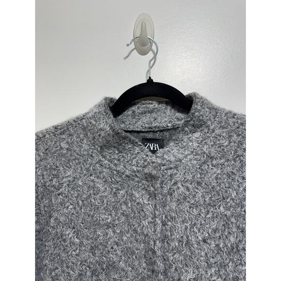 Zara Textured Urban Oversized Bomber Jacket Big Pocket Size M/L In Marl Gray - Picture 12 of 16